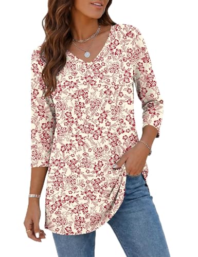 Rapbin Spring Outfits for Women Summer Work Outfits for Women Long Tops to Wear with Leggings Womens Long Shirts for Leggings