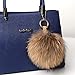 Valpeak 6'' Fluffy Raccoon Fur Ball Pom Pom Keychain Womens Bag Purse Charms with Golden Key Chain (Bronze)