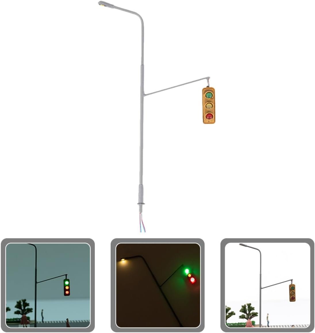 SEWACC Mini Train Signal Light Model for Sand Table Layout Abs Metal Railroad Lamp Accessory with Warm White LED Compact Decorative Mini House Decor for DIY Scenes