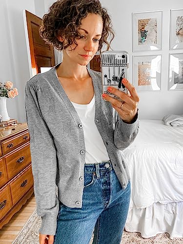 Image of Arach&Cloz Women's Soft Cropped Cardigan Casual Lightweight Shrug Sweater Tops