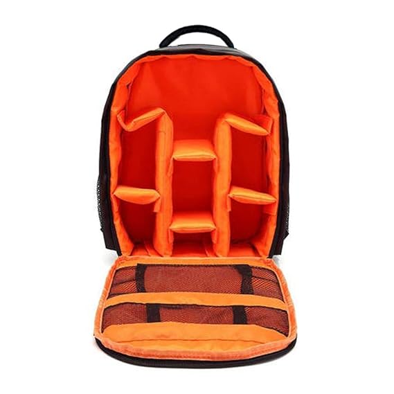 Smiledrive 5 Ltrs camera Lenses Case Backpack ( CAA302C1070CH1910-M _ Black & Orange )
