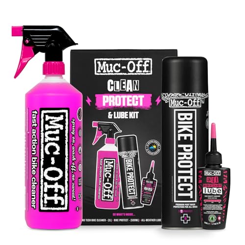 Muc-Off Clean, Protect & Lube Fahrrad Reinigungsset – Fahrrad Zubehör zum Reinigen, Schützen und Ölen von Fahrrad und Mountainbike – Mit Bike Cleaner, MO-94 und Bio Wet Chain Lube