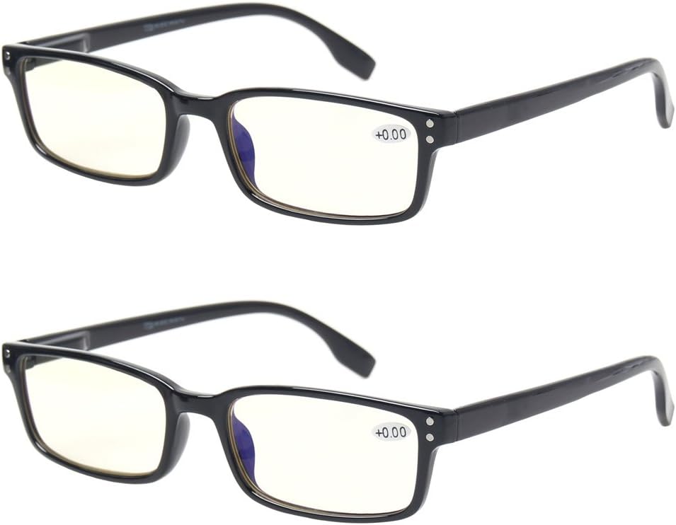 Kerecsen Computer Glasses 2 Pair UV Protection, Anti Blue Rays, Anti Glare and Scratch Resistant Computer Reading Glasses (Black, 0.00, multiplier_x)