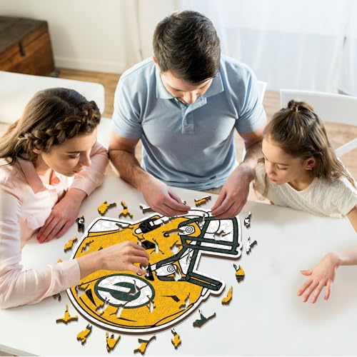 Iconic Puzzles, Green Bay Packers Helmet, Wooden Puzzle officially licensed NFL, 100% sustainable - Image 2