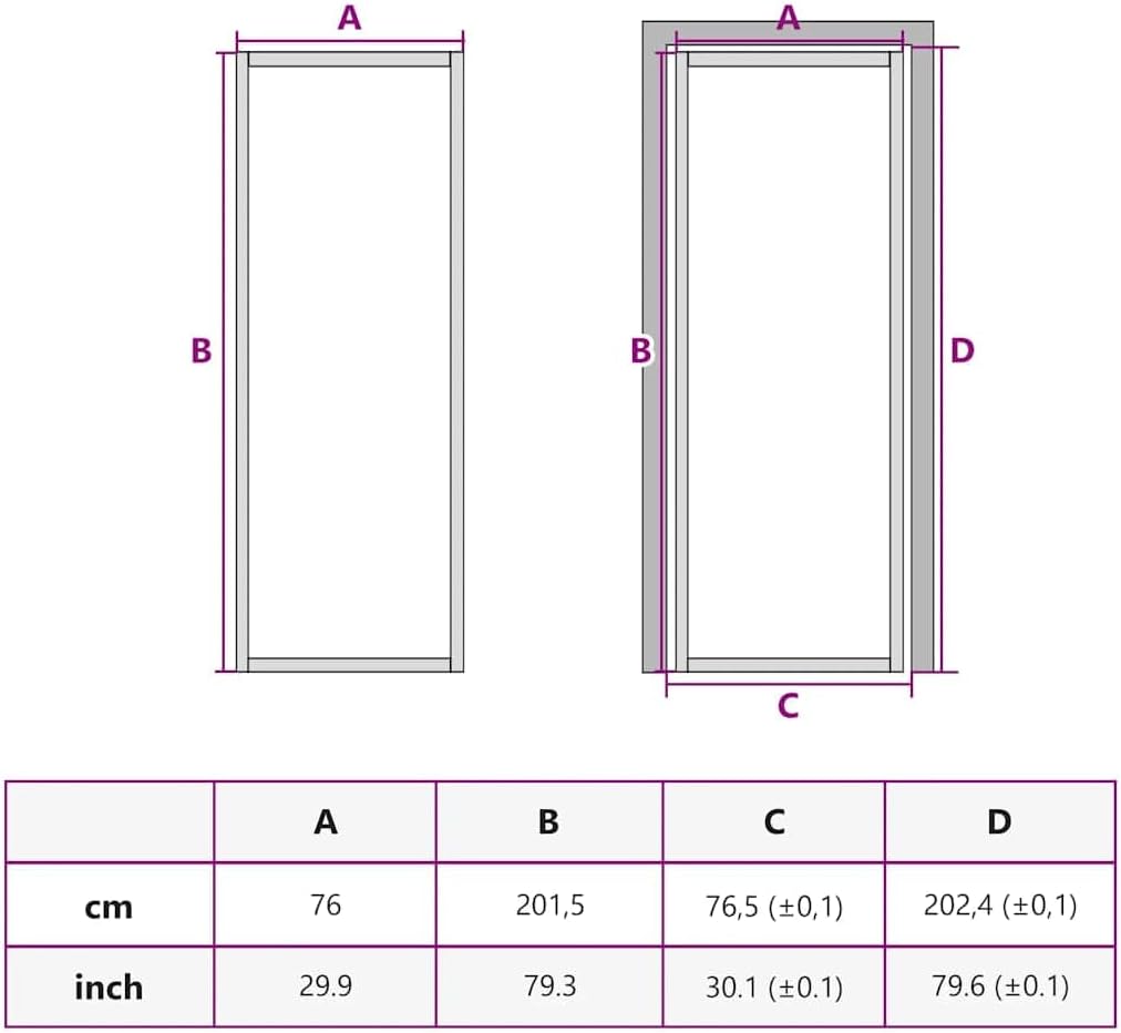vidaXL Interior Door, Aluminum Frame Glass Door, Inner Door with Alloy Handle for Bathroom Bedroom, 29.9"x79.3" Black ESG Glass and Aluminum