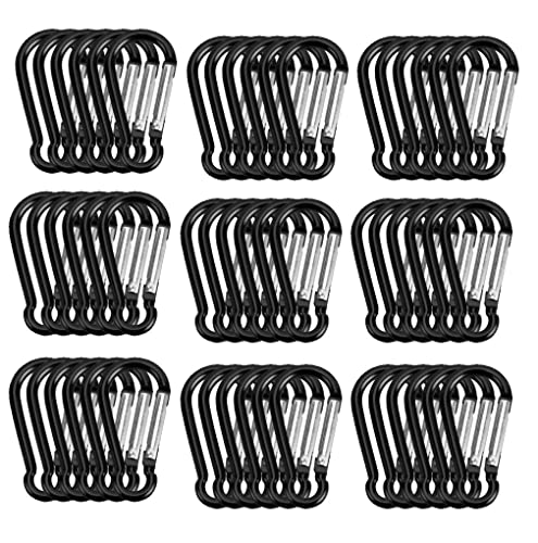 Mosquetón de aleación de aluminio negro, 100 unidades, mini llaveros, mosquetón pequeño, para camping, senderismo, pesca