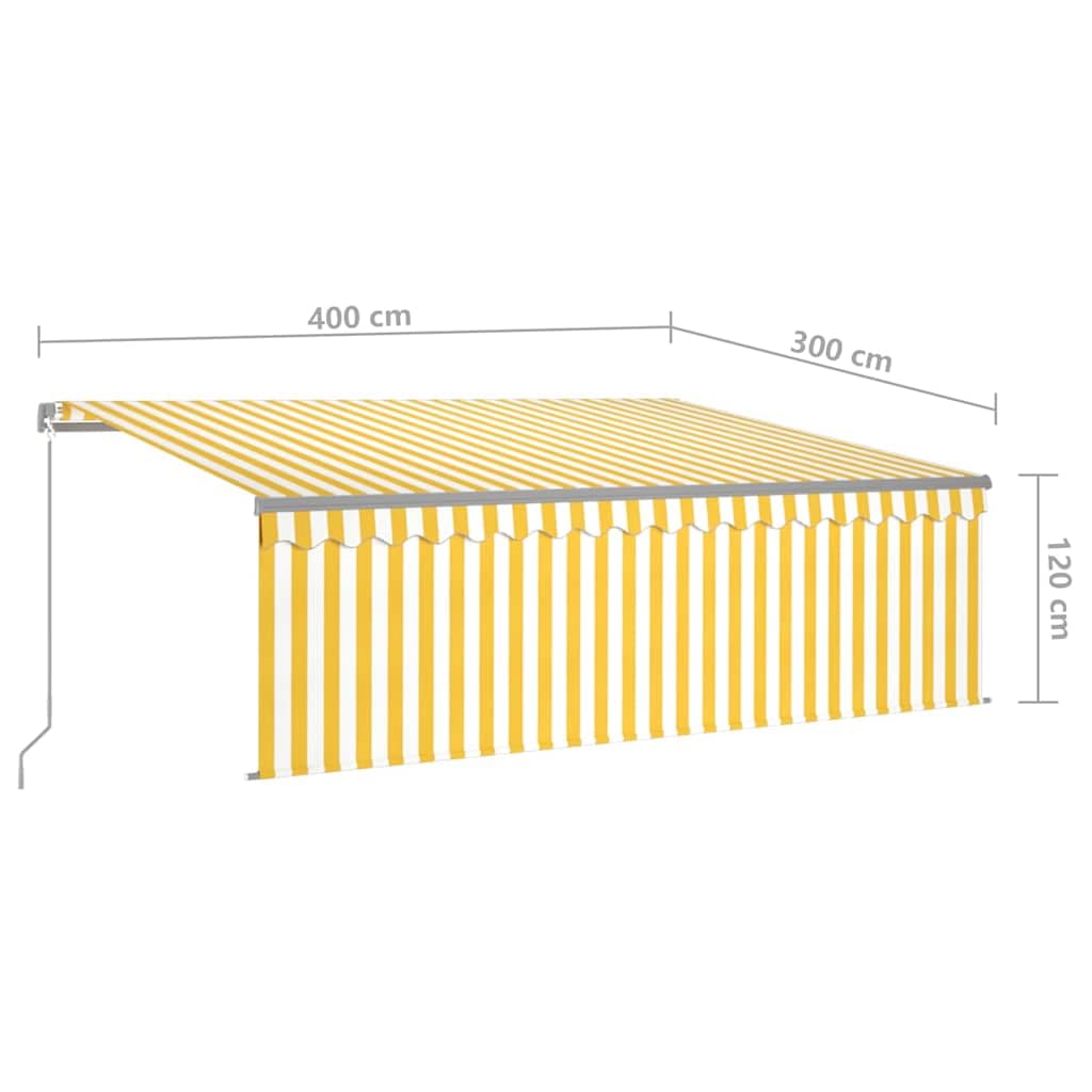 Tenda da Sole Retrattile Manuale con Pali 4x3,5 m Gialla Bianca cod mx