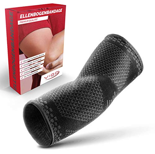 Vigo Sports Bandage de coude lavable en machine - bandage de coude de tennis anti-transpiration pour hommes et femmes - bandage de coude pour le fitness - bandages de coude hommes Cover