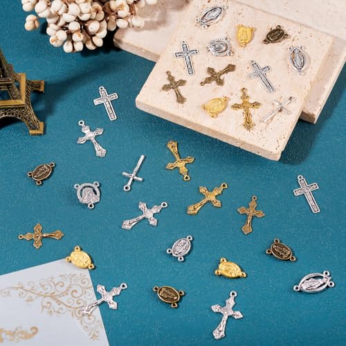 Croix de Jésus et médaille miraculeuse pour assembler vos chapelets tibétains
