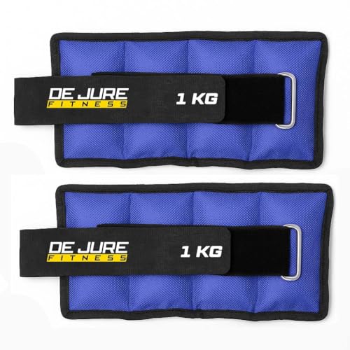 Image of De Jure Fitness Adjustable Ankle & Wrist Weights Pair (1KG x 2) for Men & Women | Strength Training, Walking, Running, Workout, Yoga | Comfortable, Durable | Blue - 2KG