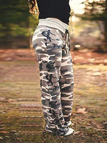 Image of AMiERY Women's Comfy Casual Pajama Pants Floral Print Drawstring Palazzo Lounge Pants Wide Leg