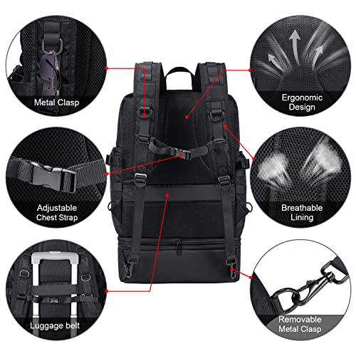 BERTASCHE Lunch Backpack for Men, 17 inch Laptop Backpack for Work Travel Camping Tactical Molle Daypack, Black4