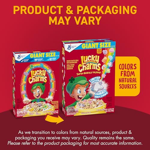 Image of Lucky Charms Gluten Free Cereal with Marshmallows, Kids Breakfast Cereal, Made with Whole Grain, Giant Size, 26.1 oz