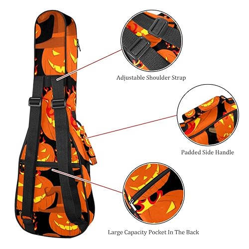 JRHEJTHH Durable Ukulele Bag Water Resistent Ukulele Case with Adjustable Shoulders for 21 23 24 inch Thick Padding Cartoon Pumpkin - Les Beatles, Paul McCartney, John Lennon, RIngo Starr, George Harrison JRHEJTHH Durable Ukulele Bag Water Resistent Ukulele Case with Adjustable Shoulders for 21 23 24 inch Thick Padding Cartoon Pumpkin – Image 4