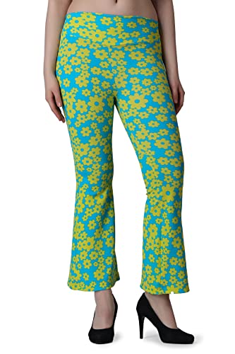 Image of POPWINGS Casual Marble Print Bell Bottom Trousers for Women || Flare Fit Women Trousers for Summer || Stylish Western Regular Fit Casual Bell Bottom Trousers for Women