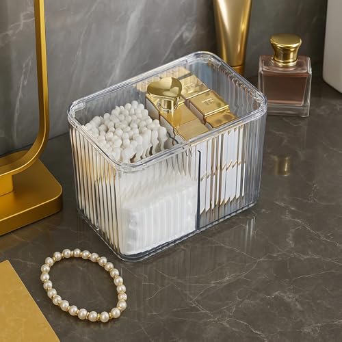 Almacenamiento rectangular transparente para baño con pomo dorado elegante 3