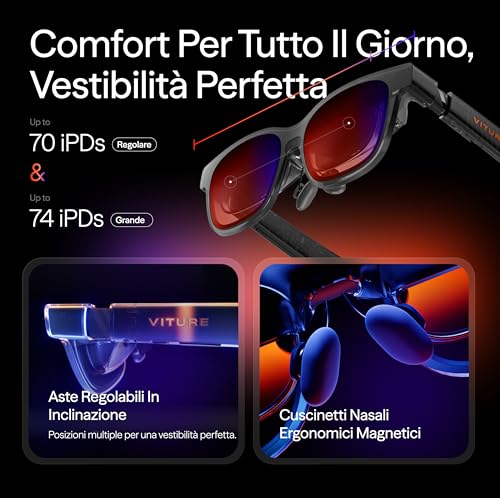 Viture Occhiali Xr Luma Pro — Display Ultra Nitido Da 152” A 1200P, 1000 Nit, Campo Visivo 52°, Per Iphone 17/16/15, Android, Mac, Pc, Steam Deck, Prima Esperienza Xr Per Switch 2 - 5