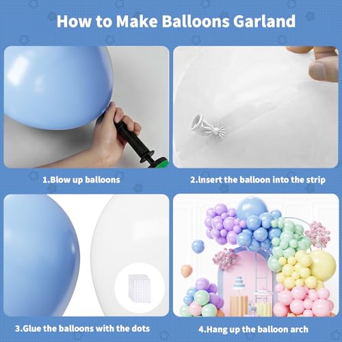 Image of Pastel Balloons Arch Kit,Rainbow Balloon Garland,18 12 10 5 Inch Different Sizes Pastel Latex Balloons for Birthday Spring Easter Baby Shower Wedding Anniversary Party Decorations