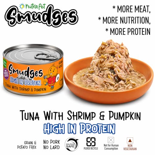 Image of Smudges Adult Cat Tuna Flakes with Shrimp & Pumpkin in Gravy 80g