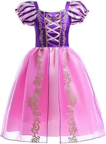 Dressy Daisy Baby Toddler Little Girls Long Hair Princess Fancy Dress Up Costume Halloween Birthday Party Outfit Purple Gown