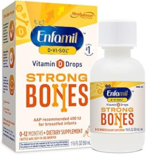 Enfamil Baby Vitamin D-Vi-Sol Liquid Supplement Drops for Infants, Supporting Strong Teeth & Bones in Newborn Babies, Easy-to-Use, Gluten-Free, 50 Day Supply, Dropper Bottle(Packaging May Vary)