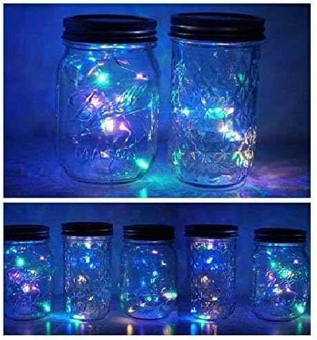 Miniatura 2 de Paquete de 6 luces para tarros de masón, 20 luces LED solares coloridas para jardín, terraza, patio, fiesta, boda, Navidad, iluminación decorativa
