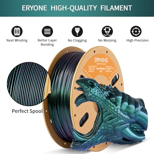 Image of ERYONE Burnt Titanium PLA Filament 3D Printer PLA Filament 1.75mm + /- 0.03mm, Glitter PLA Filament 1KG Cardboard Spool(2.2LBS), Green