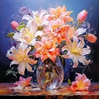 ECUCU Kreuzstich Set Vorgeedruckt - Zweig Mit Begonienblüten 30x40cm Für Anfänger