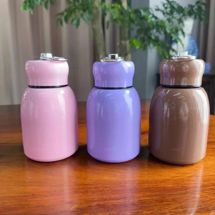 Image of Mini Stainless Steel Water Bottle 300ML | Leakproof Full Color Bottle for Kids & Adult | Portable Pani Holder | Small Travel Wide Mouth Container- Pack of 1