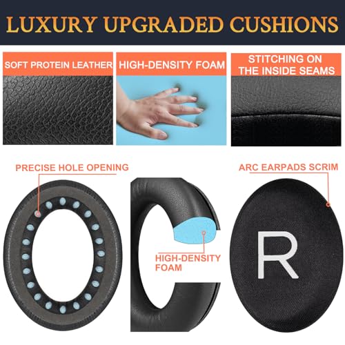 Image of SOULWIT Earpads Replacement for Bose QuietComfort 45 (QC45) /QuietComfort SE (QC SE) /New Quiet Comfort Wireless Over-Ear Headphones, Ear Pads Cushions with Softer Protein Leather - Black