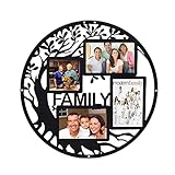 Fosinz Family Tree Picture Frame Collages for Wall Decor Metal Multi Frames Round Circular Circle Hanging Photos (black, 15.75' x 15.75' x 0.3')