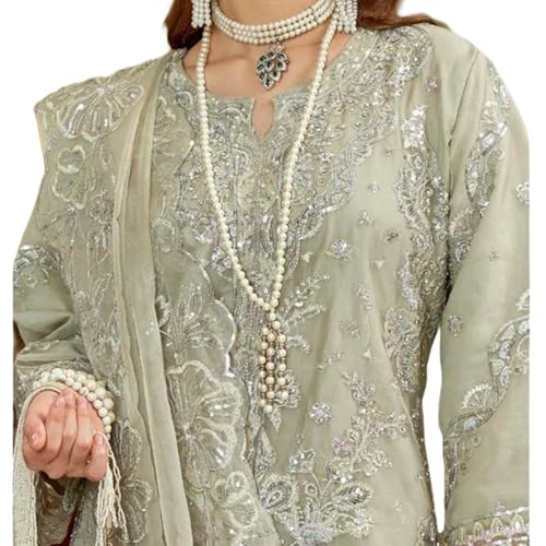 Image of Women's Net Multicolor Heavy Embroidery & Sequin Work Designer Stitched Salwar Suit