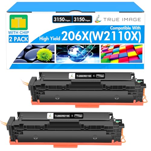 206X Black Toner Cartridge 206A W2110X High Yield W2110A Compatible for HP 206X Black Toner Color LaserJet Pro MFP M283fdw M283cdw M255dw M283fdn M282nw M255nw M283 M255 M282 Printer Ink (2 Pack)