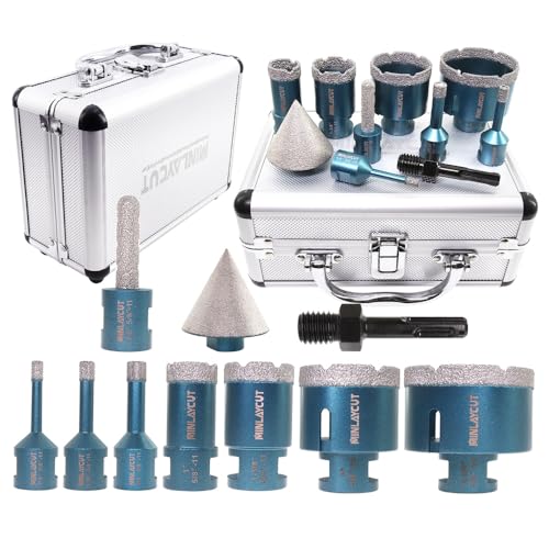 Diamond Core Drill Bits Set - Tile Hole Saw Kit 10pcs 6/8/10/25/35/50/65mm with 2" Diamond Beveling Chamfer Bits for Porcelain Ceramic Tile Granite Marble