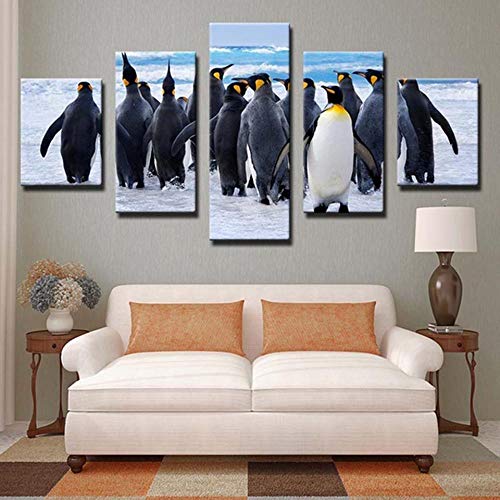 Toile manchot multipanneau : tableau moderne 5 pièces haute qualité