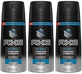 Axe Deodorant Body Spray - Ice Chill - Frozen Lemon & Eucalyptus - Net Wt. 4 OZ (113 g) Per Can - Pack of 3 Cans