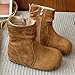 IWIHMIV Girls Ankle Boots Girls Side Zipper Short Suede Cowboy Booties Non Slip Fashion Mid Calf Boots for Toddler（Brown,12.5