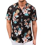 Hawaiian Shirt for Men Short Sleeves Tropical Printed Casual Button Down Summer Beach Floral Shirts