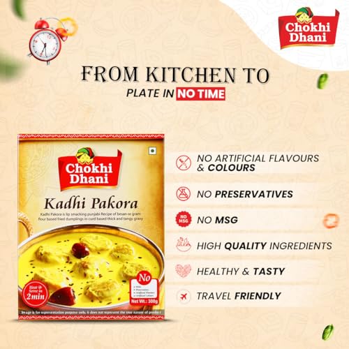 Image of Chokhi Dhani Ready to Eat Kadhi Pakora, Instant Meal | ready to eat meals | (Pack of 2, 300g each)