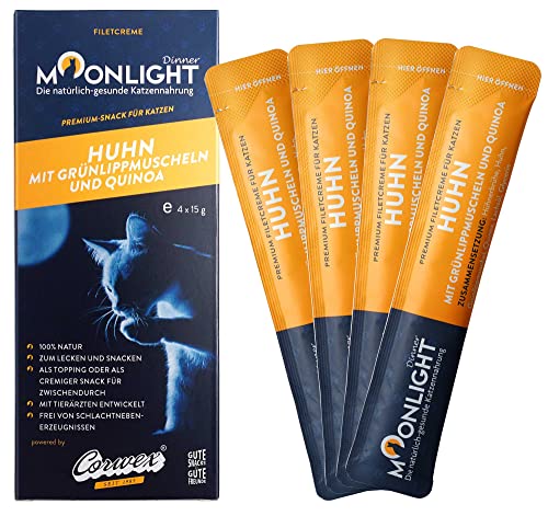 Produktbild von Moonlight Katzenleckerli Filet Creme Huhn mit Grünlippmuschel und Quinoa - 4 x 15 g