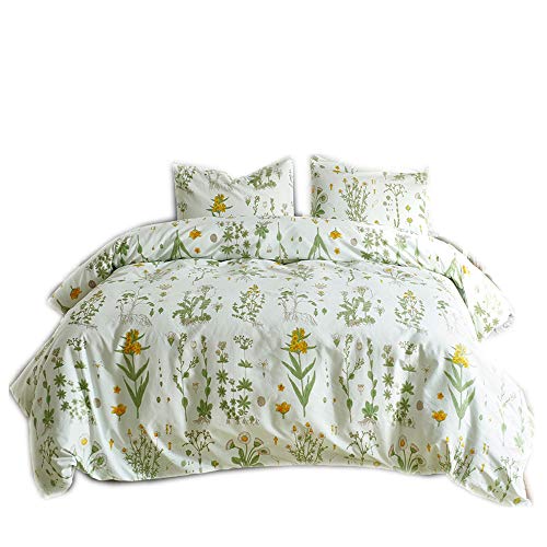 CHAOSE Funda Nórdica Material Avanzado Anti-ácaro Flor De Mar, Dream Series Algodón Y Poliéster 3 Piezas (1 Funda Nórdica + 2 Funda De Almohada 48x74) ((180x220 cm) - Cama de 105/135,Verde)