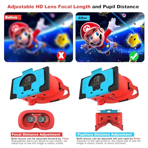 Image of VR Headset for Nintendo Switch & OLED Model Upgraded, Virtual Reality VR Glasses with Adjustable HD Lenses Comfortable Head Strap, 3D Goggles for Nintendo Switch OLED VR Games Cool Stuff for Kids Boys