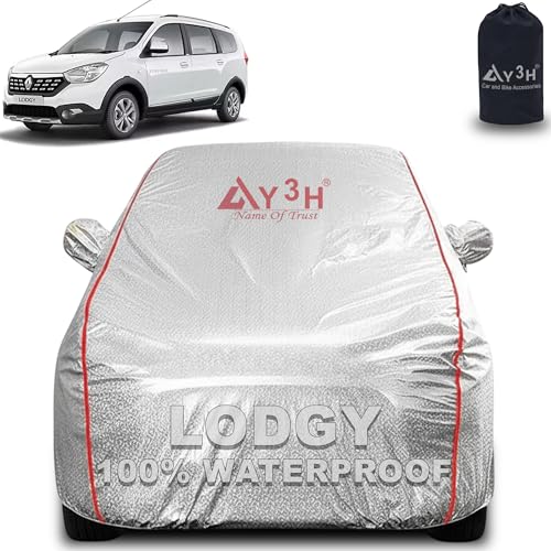 Image of 100% Waterproof Car Cover Compatible with Renault Lodgy | All Weather, Dust Proof, UV Protective with Mirror Pocket (Silver Magic)