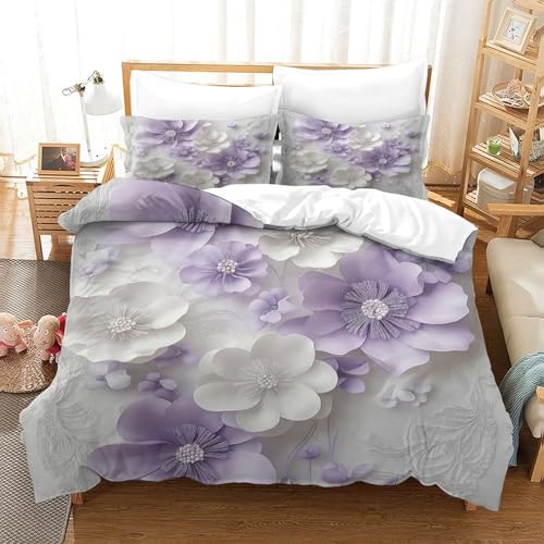 Housse de couette violette 140x200 en microfibre pour lit simple - 3