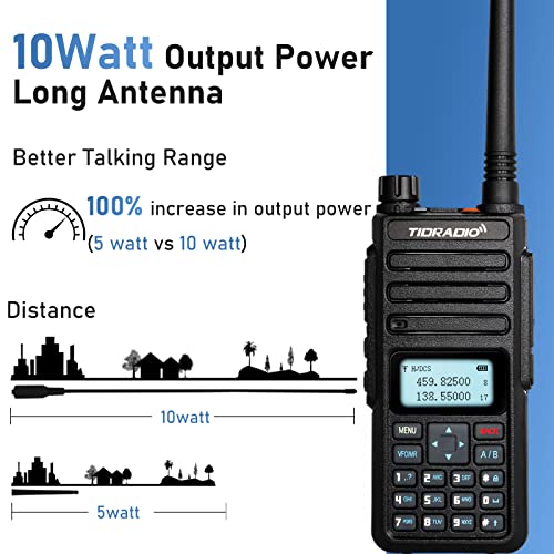 Tidradio Td-H6 10Watt Ham Radio Handheld Upgraded From Uv-5R Dual Band Walkie Talkies With Extra 2200Mah Battery, Programming Cable, Speaker Mic And Td-771 Antenna #TOP1