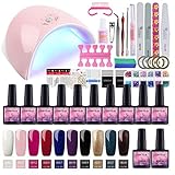 【Herramientas Completos】: 1x 36W UV/LED secador de uñas, 10x esmalte semipermanente 8ml, 1x top coat, 1x base coat, accesorio de manicura.
