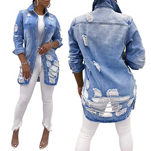 Hemlock Women Denim Coats Long Jeans Denim Jacket Ripped Holes Jean Jackets Button Down Cardigan Tops Plus Size Jacket Hemlock Women Denim Coats Long Jeans Denim Jacket Ripped Holes Jean Jackets Button Down Cardigan Tops Plus Size Jacket
