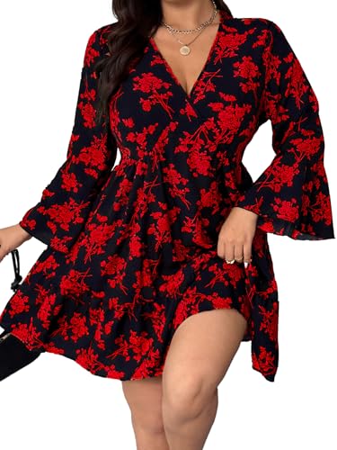 Image of Plus Size Summer Dresses for Women Casual Short Sleeves A Line Midi Dress