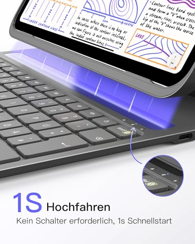 Inateck Tastatur Hülle Kompatibel mit Air 13 Zoll M4/M3/M2(2026/2025/2024),Ultraleichte Tastatur Hülle für ipad Pro 12.9 Zoll 6/5/4/3 Gen,QWERTZ,mit Stifthalter,AirTap BK2007-13 4