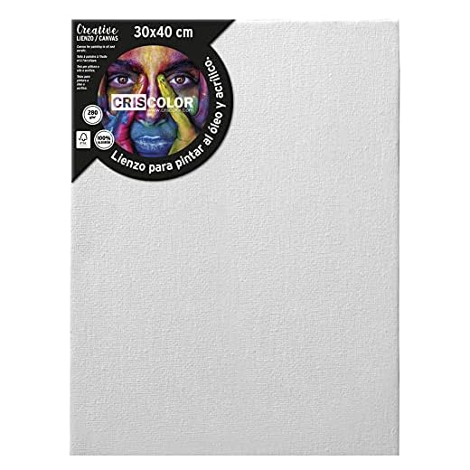 Criscolor Lienzo para Pintar 30X40CM, Algodón, Blanco